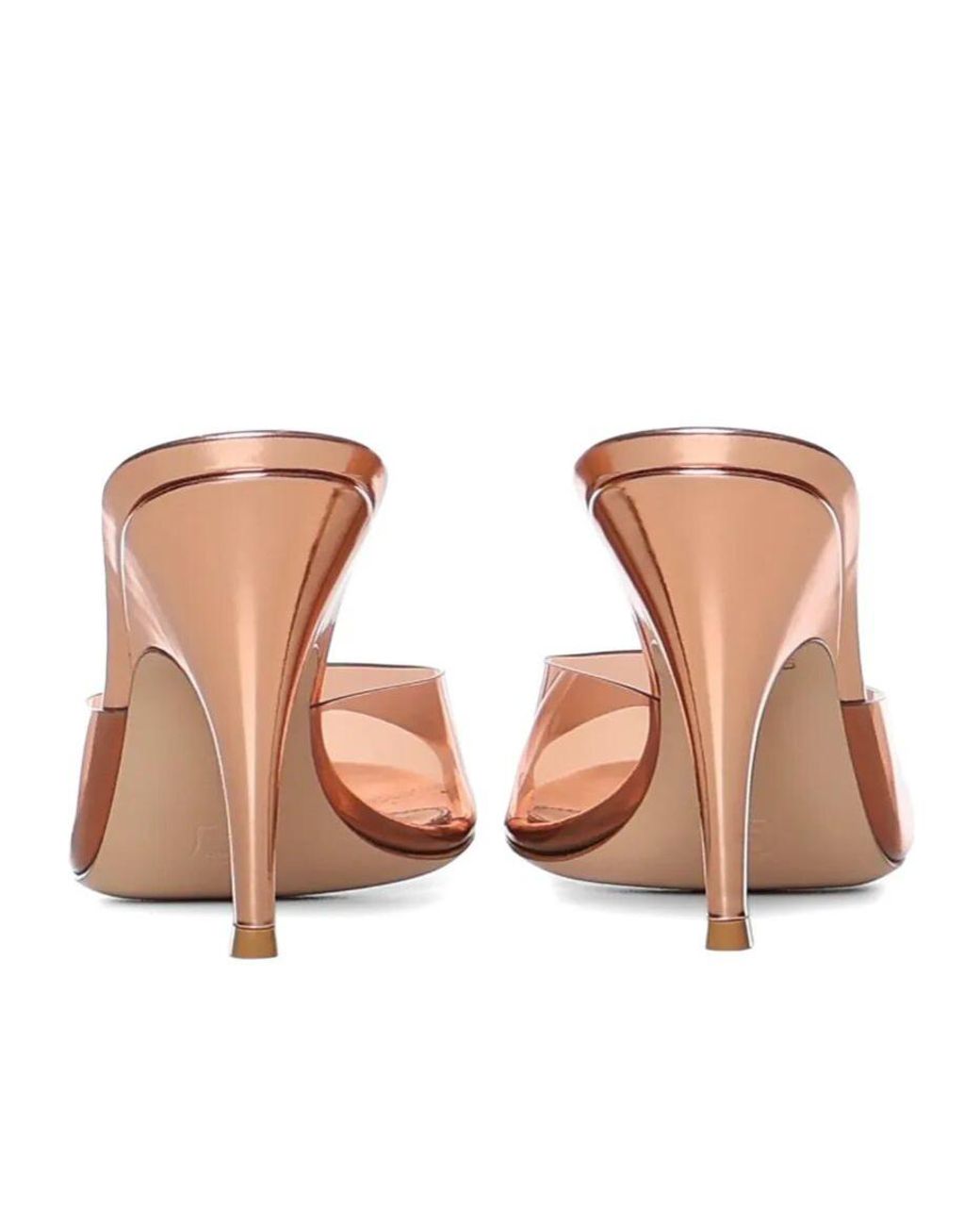 Gianvito Rossi Brown Glass And Metal Mid Heel Sandals