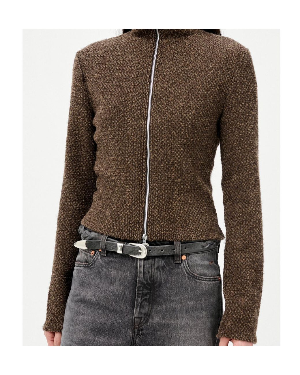 Our Legacy Brown Slim Zip Long-Sleeved Cardigan
