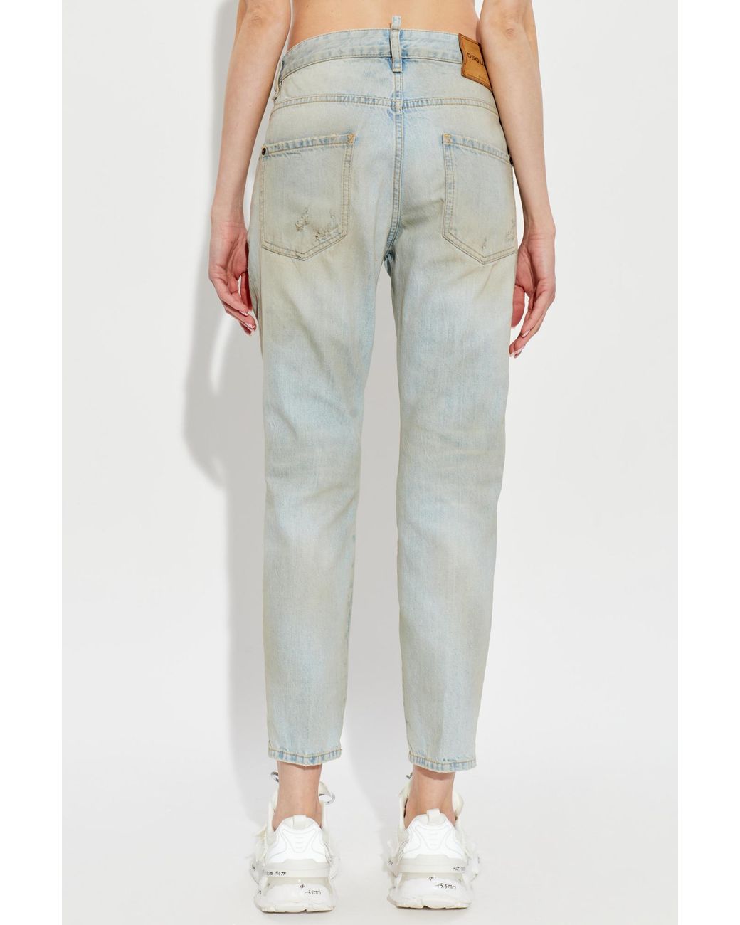 DSquared² Gray Distressed Light Wash Teddy Distressed Jeans