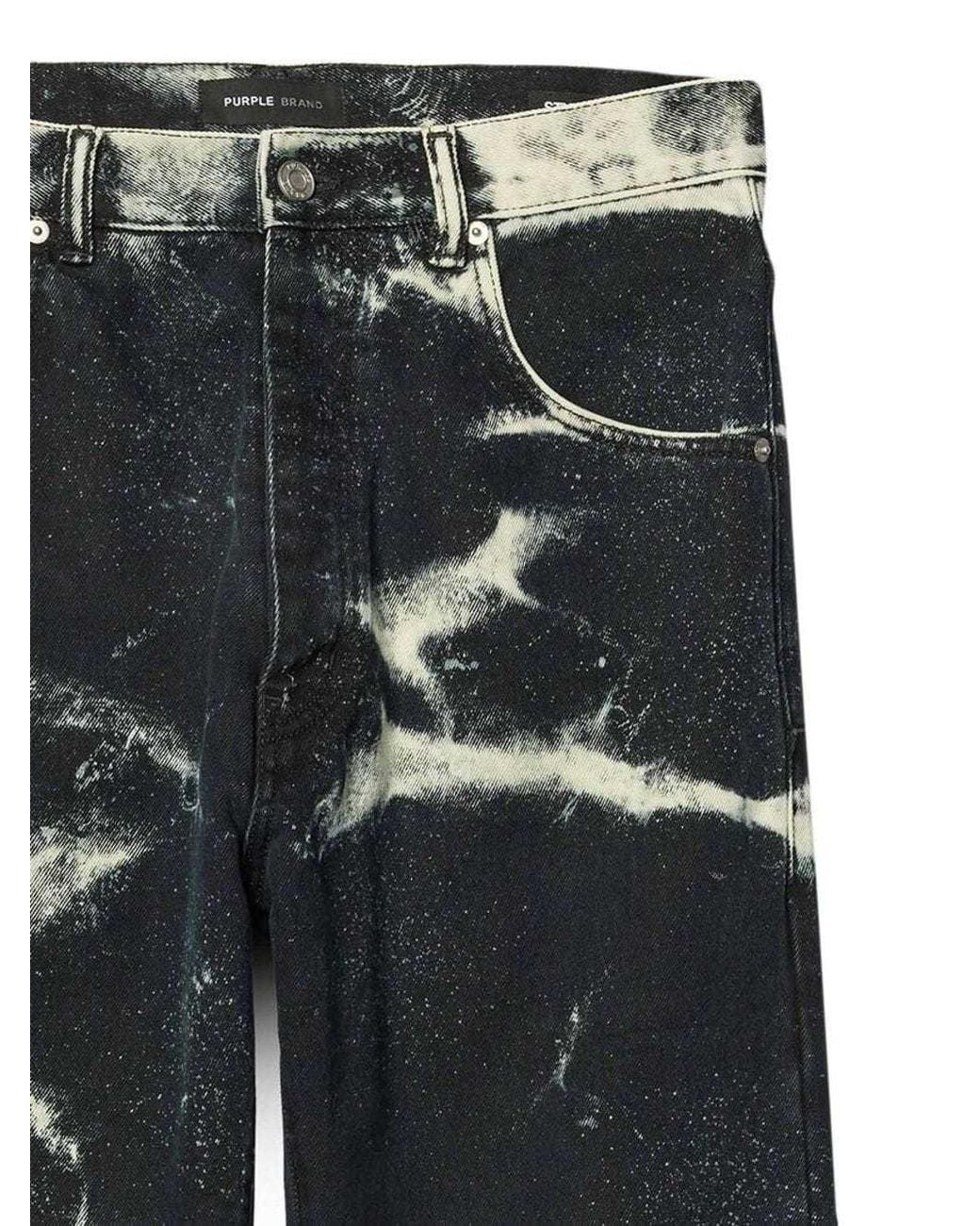 Purple Brand Gray P018 Marble Coated Wide-Leg Jeans for men