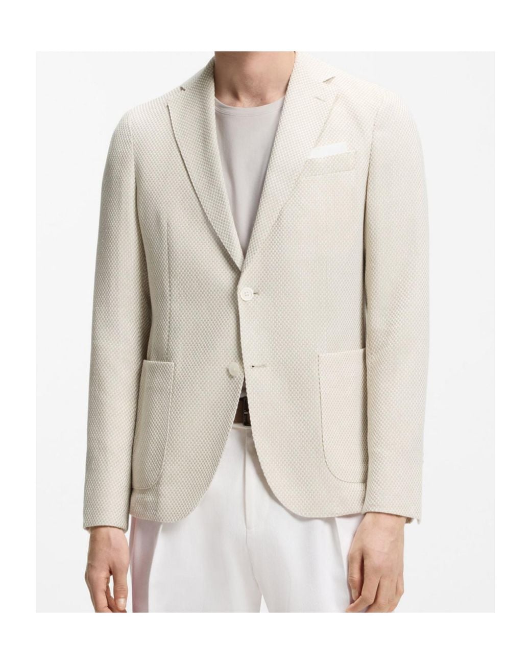 Boss Natural Patterned Single-Breasted Blazer for men