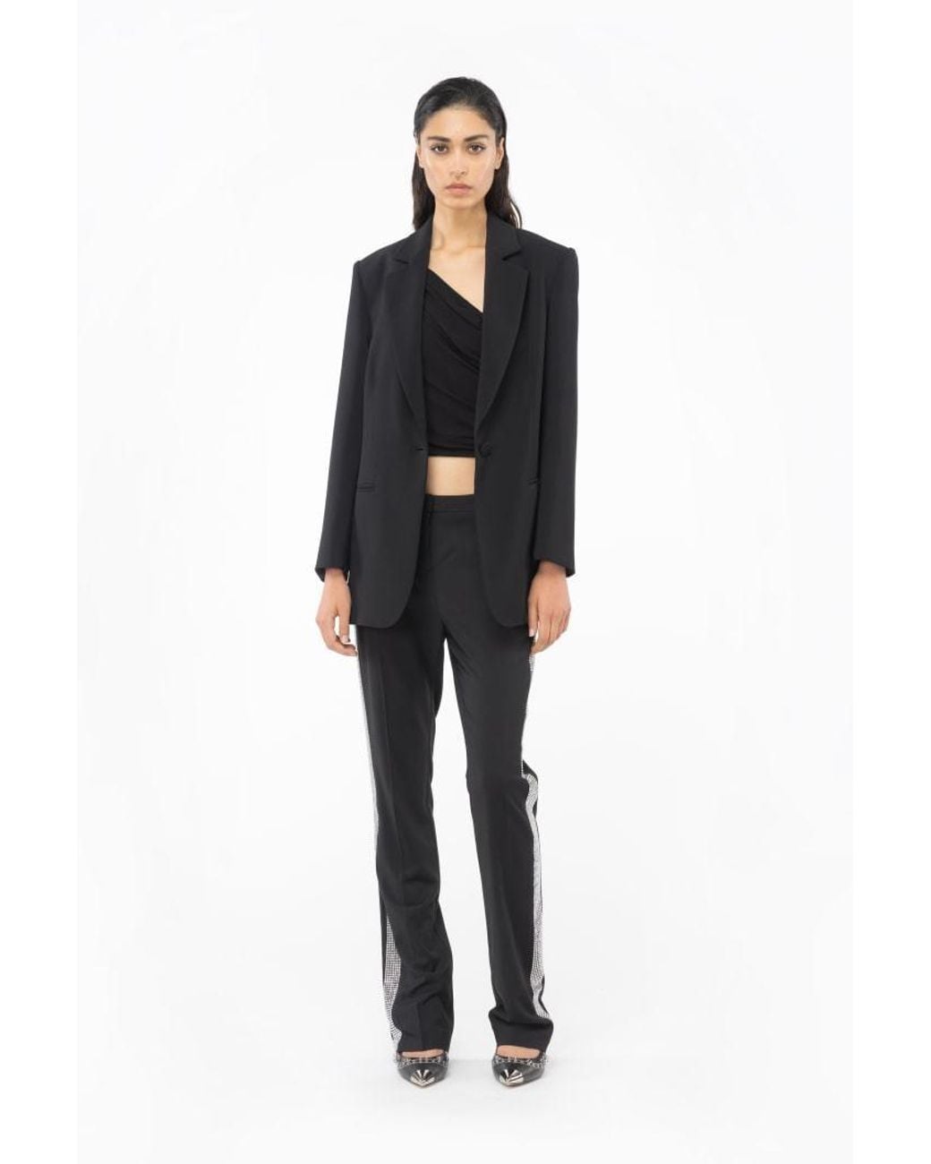 Pinko Blue Embellished Tailored Trousers