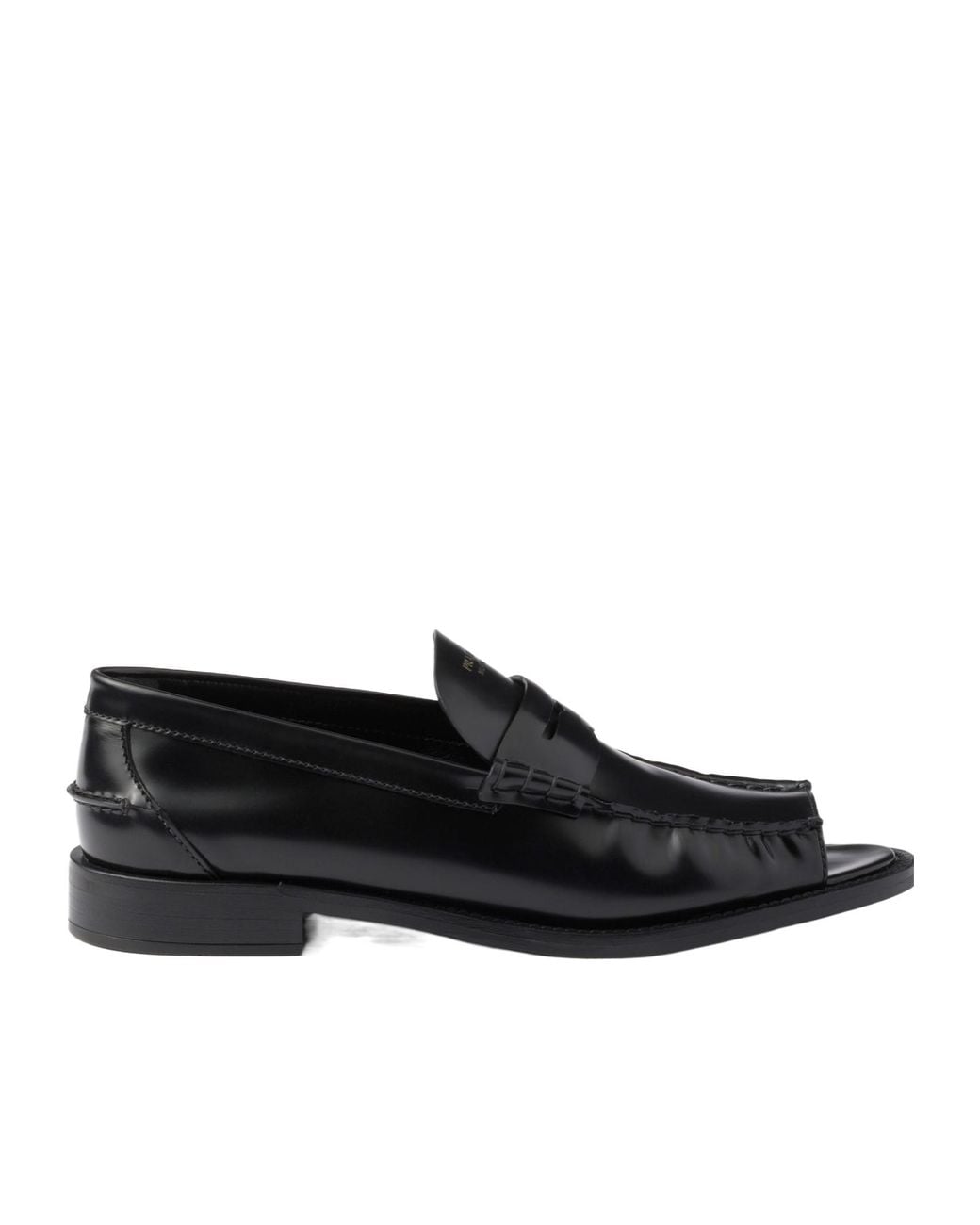 Prada Black Leather Ruched Cutout Loafers