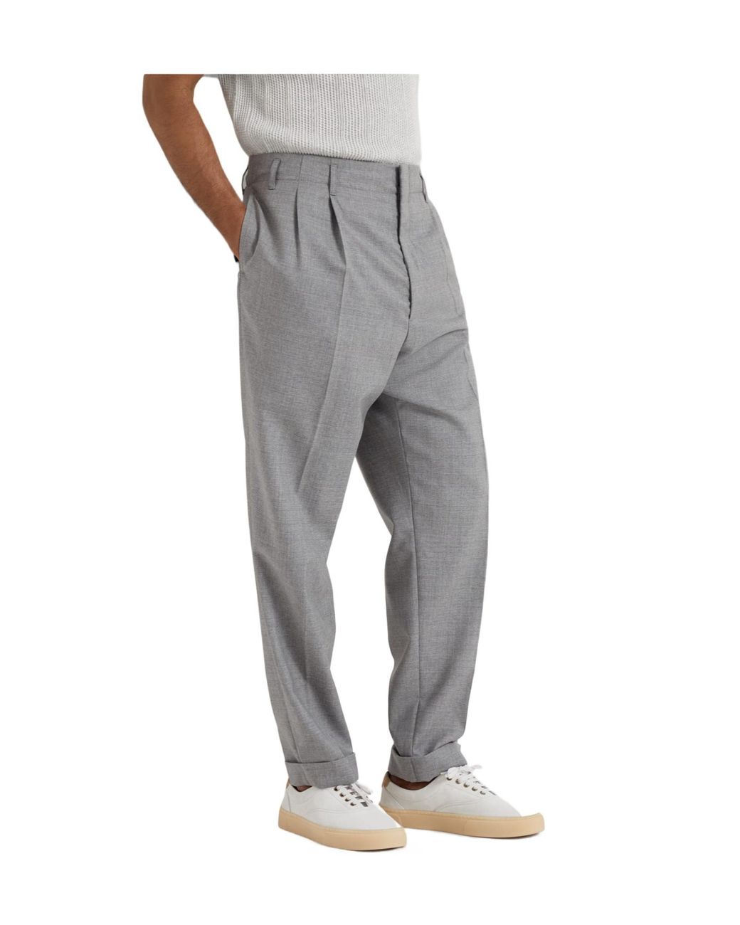 Brunello Cucinelli Gray Tapered Virgin-Wool Trousers for men