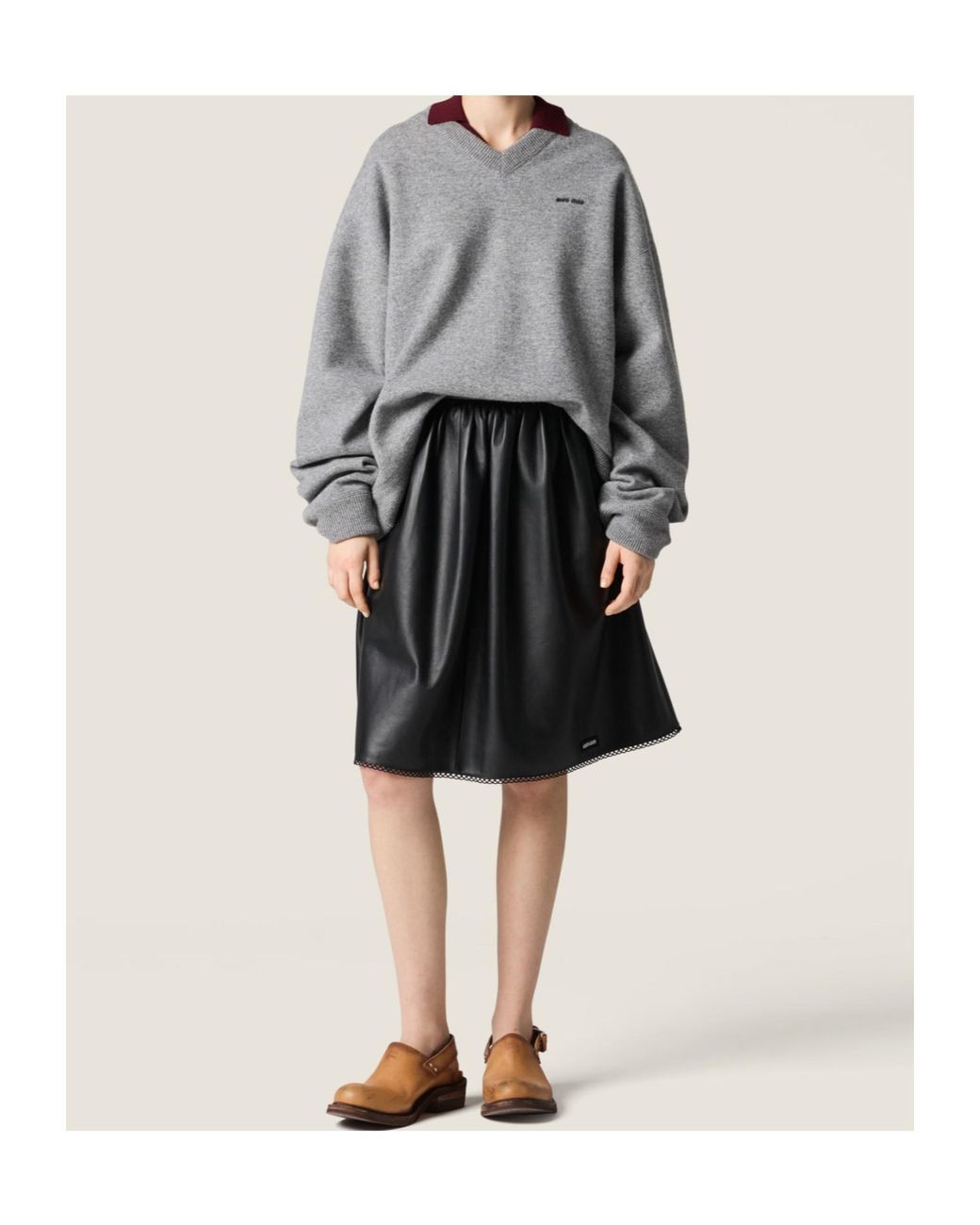 Miu Miu Black Nappa Leather Skirt