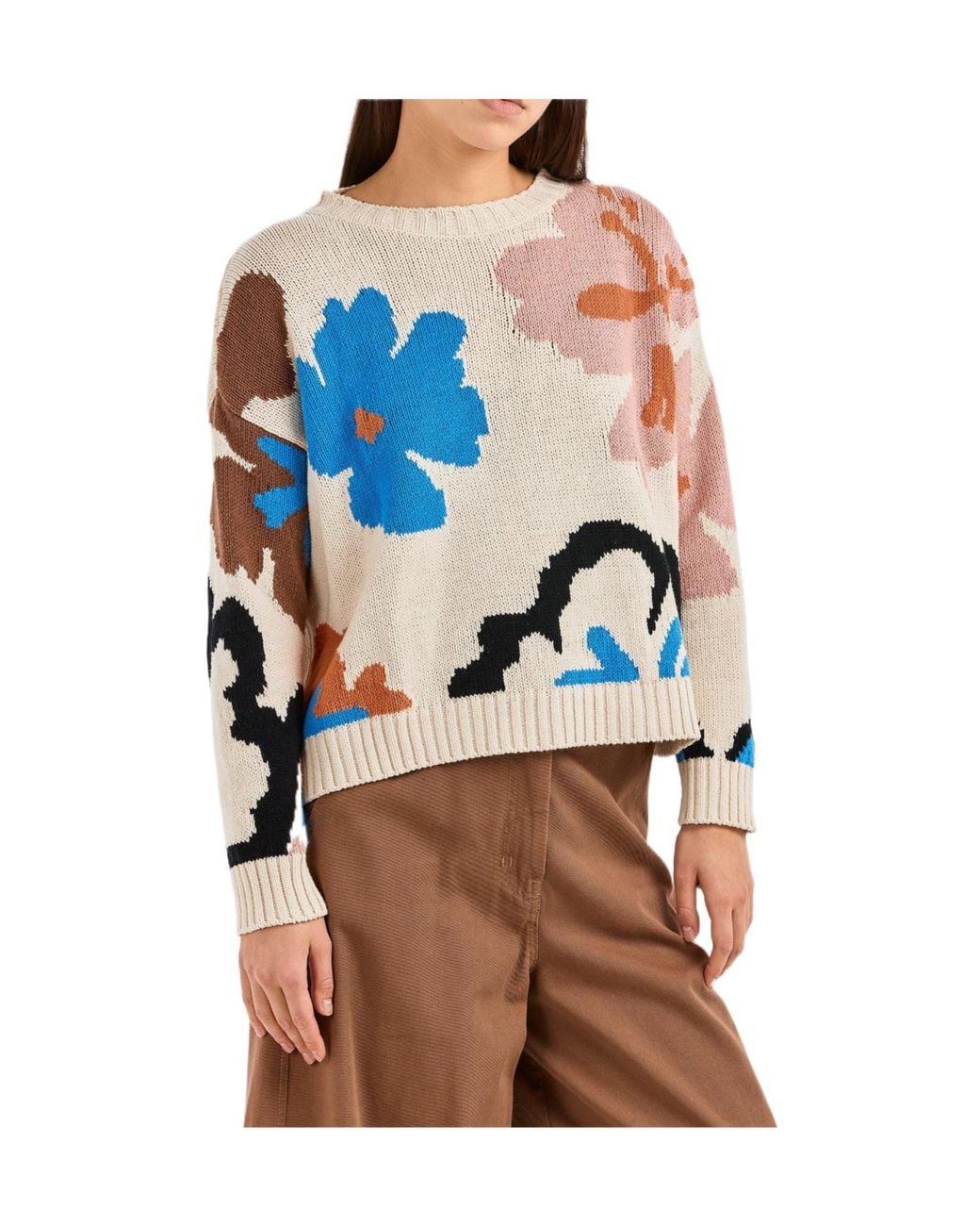 Weekend by Maxmara Blue Mock-Neck Knit Sweater