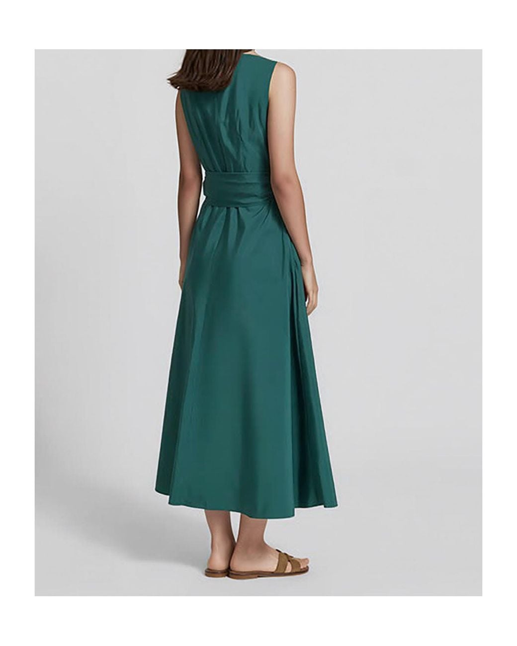 Weekend by Maxmara Green Belted Sleeveless Dress