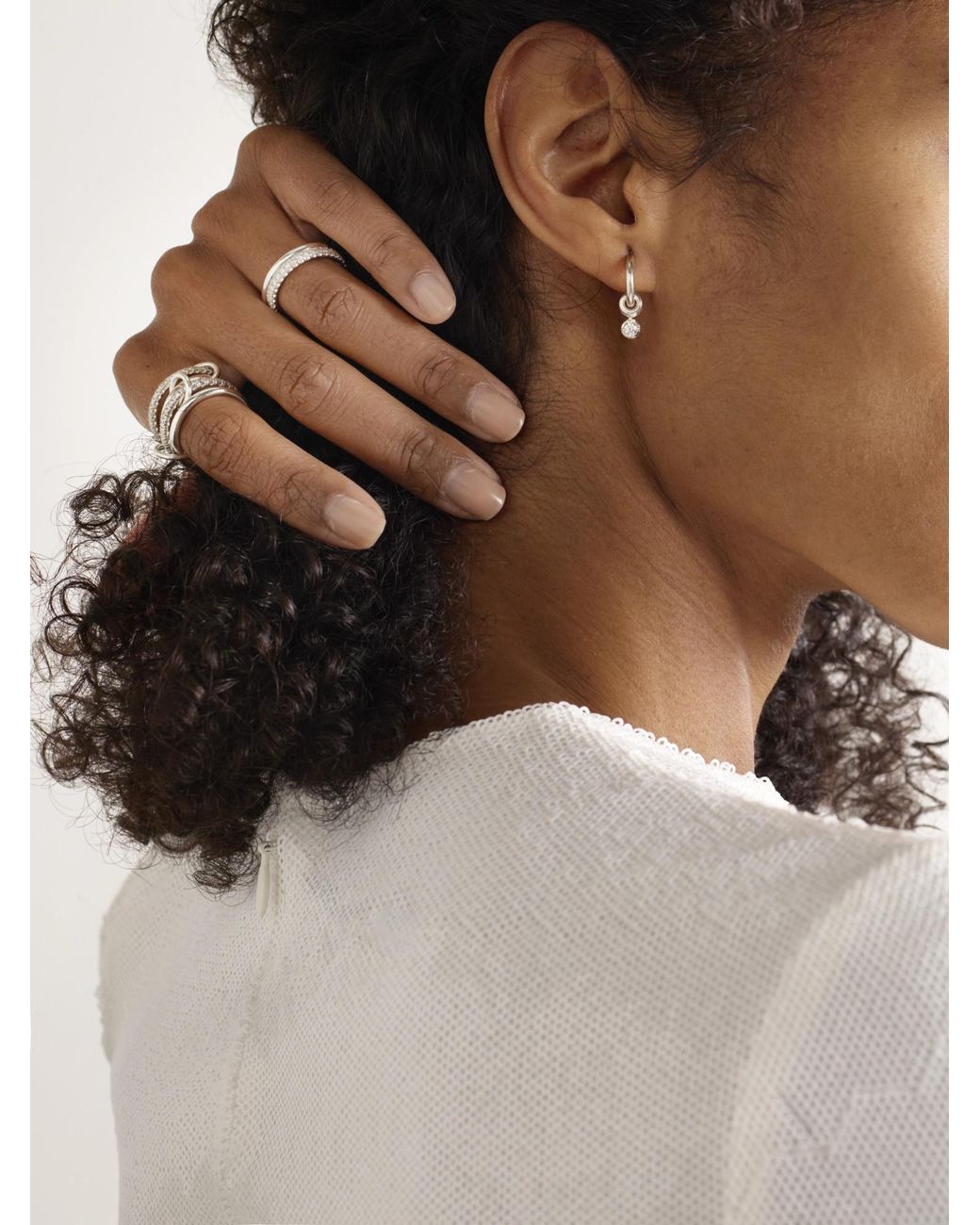 Spinelli Kilcollin Metallic Sterling Diamond Hoop Earrings