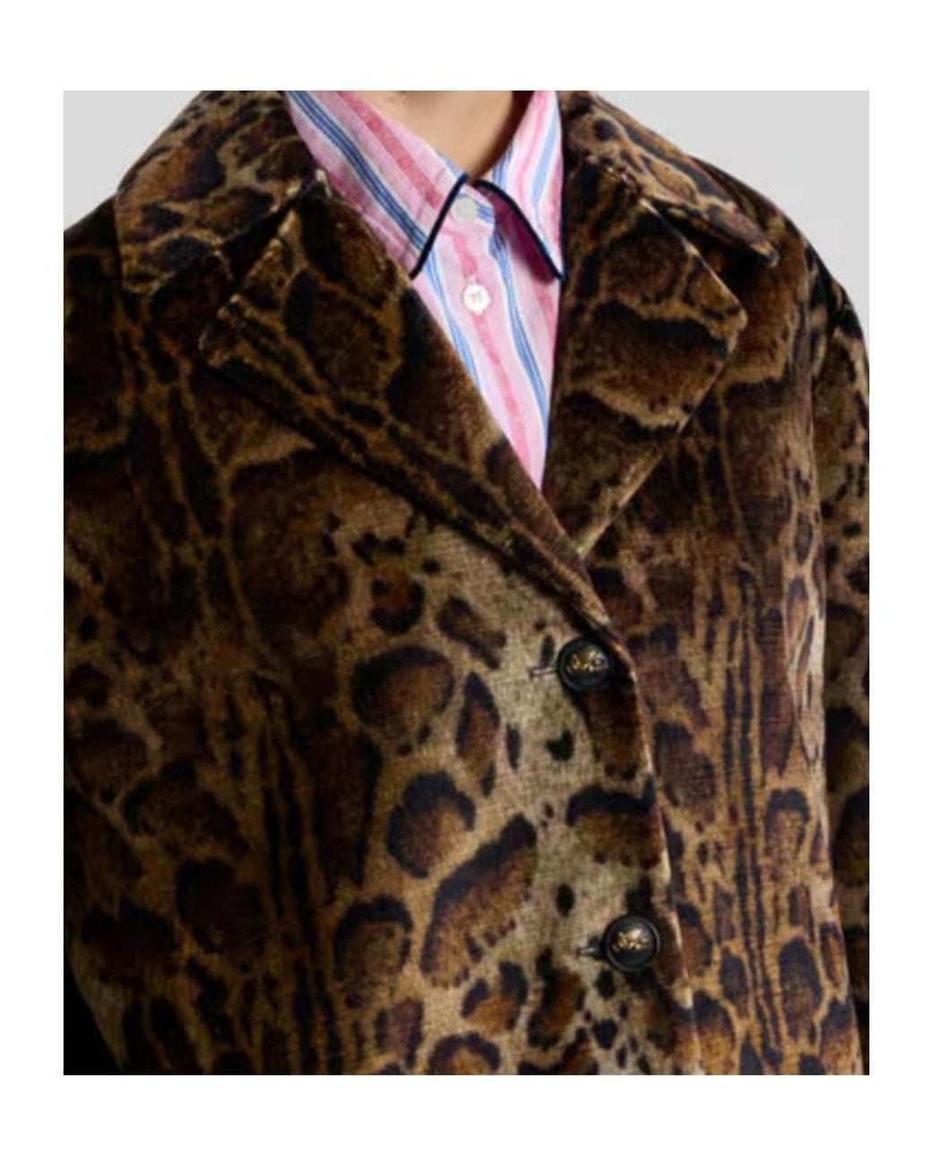 Etro Brown Animal Pattern Padded Jacket