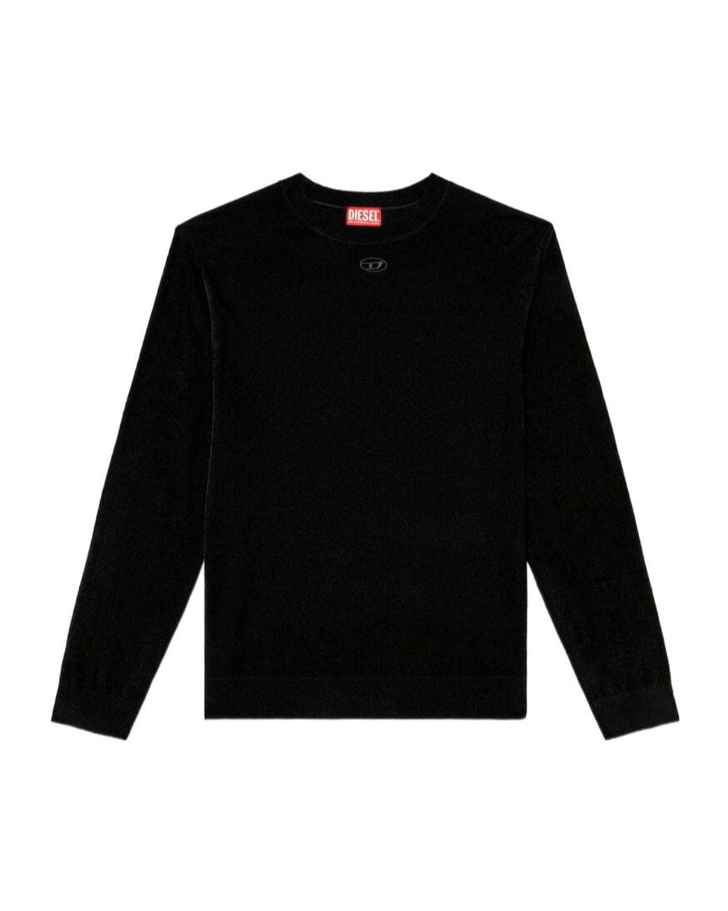 DIESEL Black K-Cevro Round-Neck Oval D Logo Plaque Sweater for men