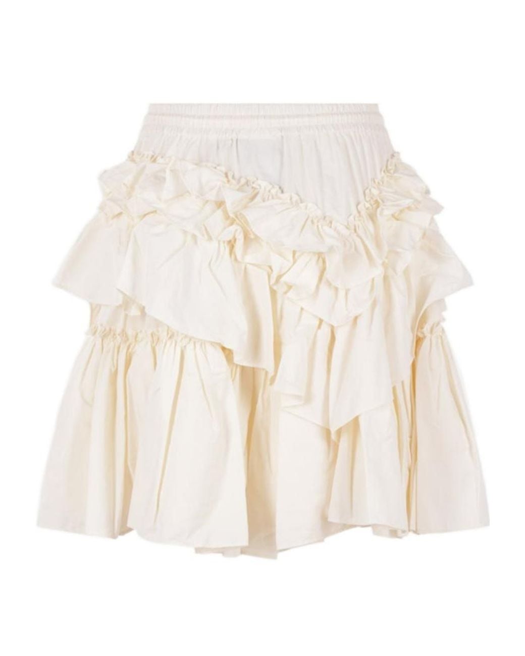 Simone Rocha Natural Embroidered Asymmetric Ruffled Jersey Mini Skirt