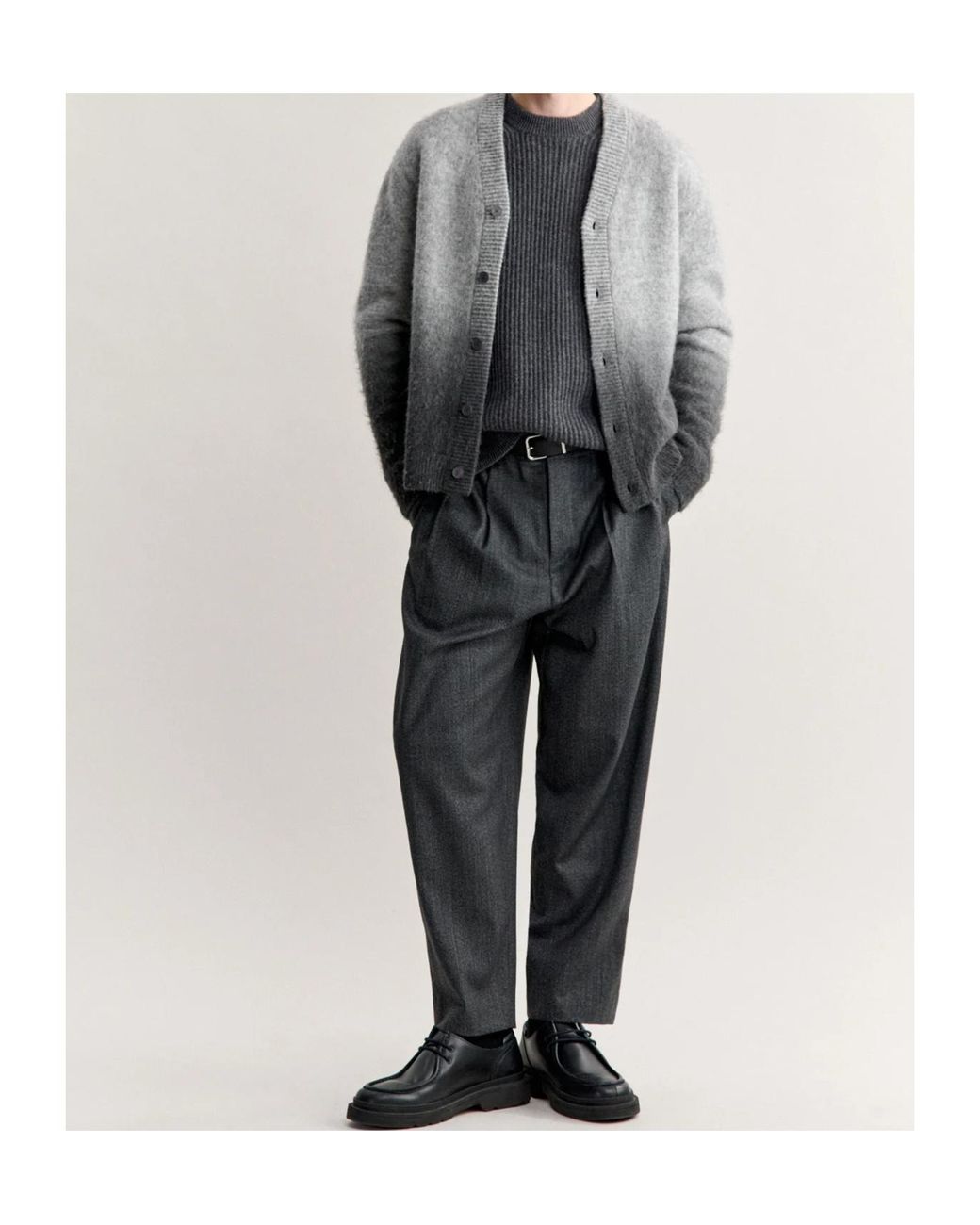 Maison Kitsuné Gray Ombré-Effect V-Neck Cardigan for men
