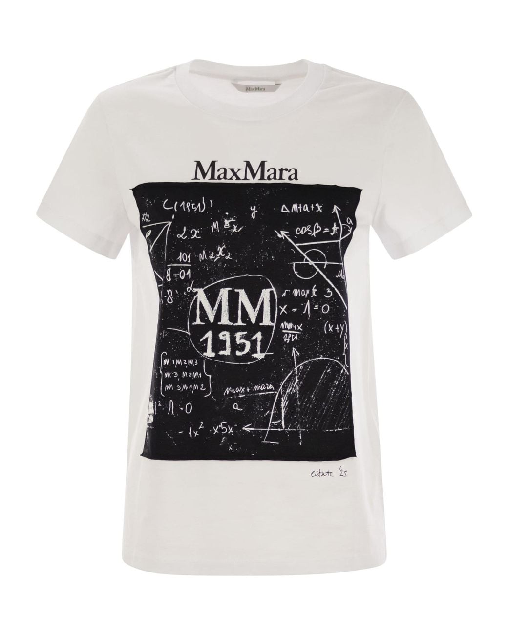 Max Mara Black Colibri Cotton T Shirt With Front Print