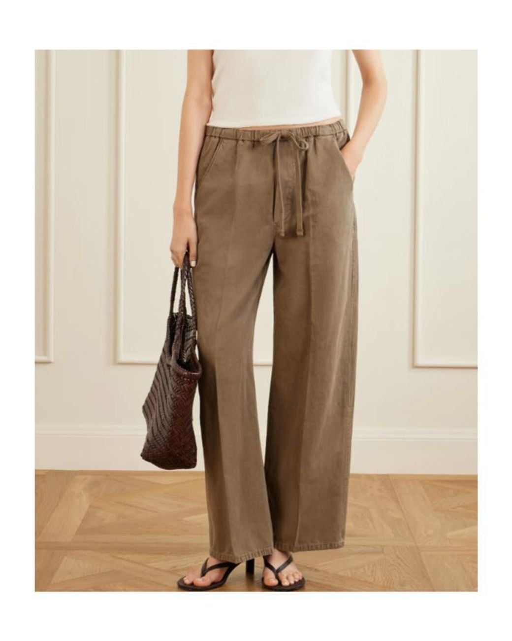 Citizens of Humanity Brown Aurora Cotton And Linen-Blend Wide-Leg Pants