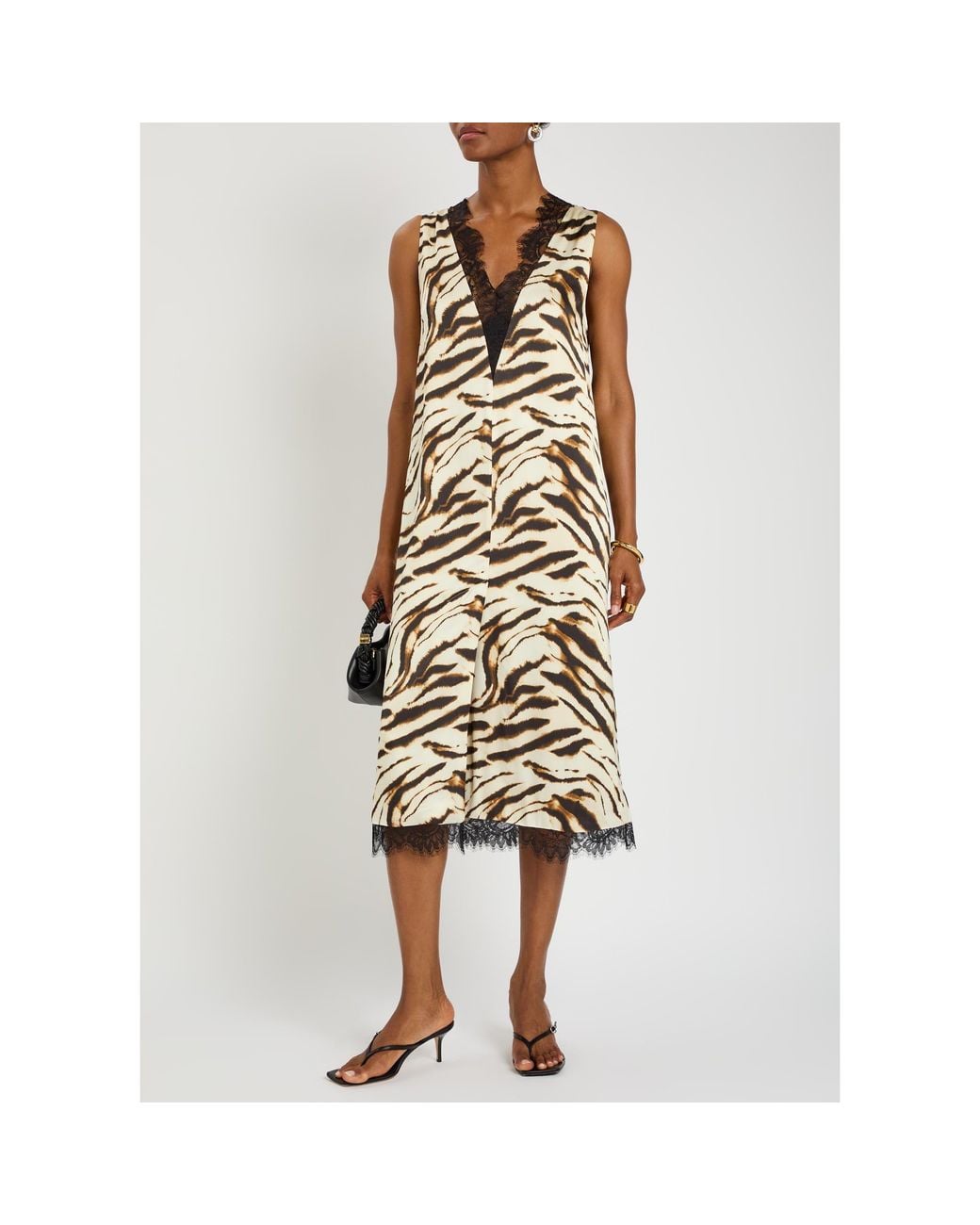 Ganni Metallic Printed Satin Skirt