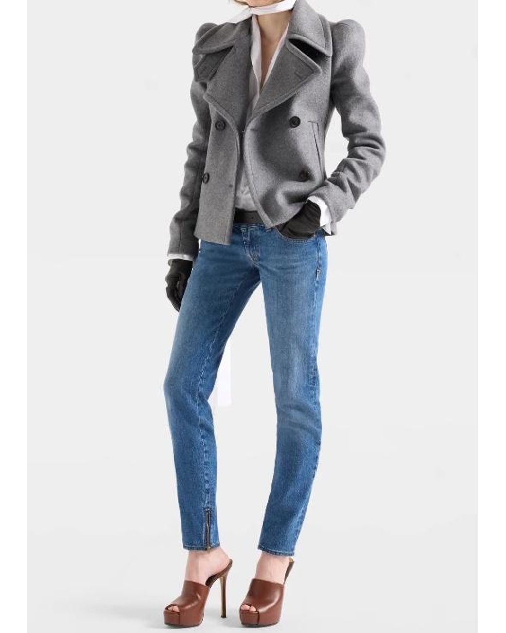7 For All Mankind Blue Y2K Whiskered Zip-Detail Jeans