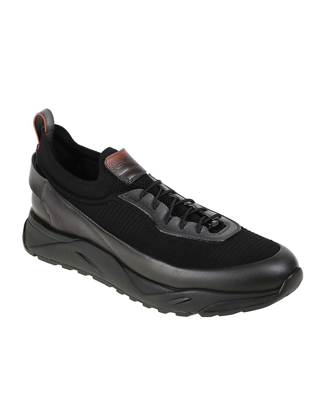 Santoni Black Inno Calza Low Top Sneakers for men