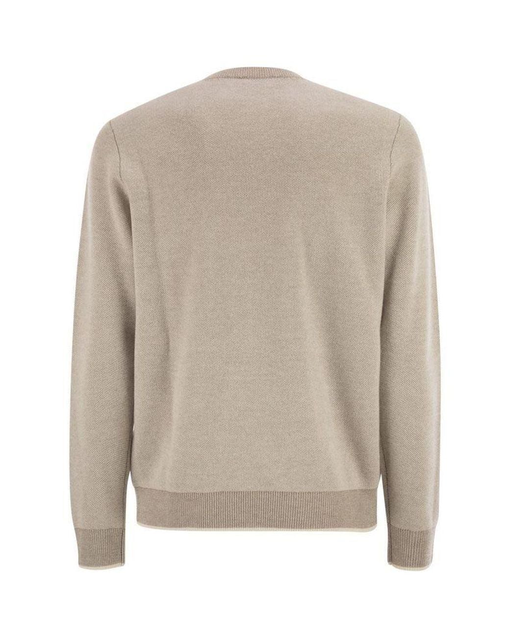 Peserico Natural Ribbed-Trim Sweater for men