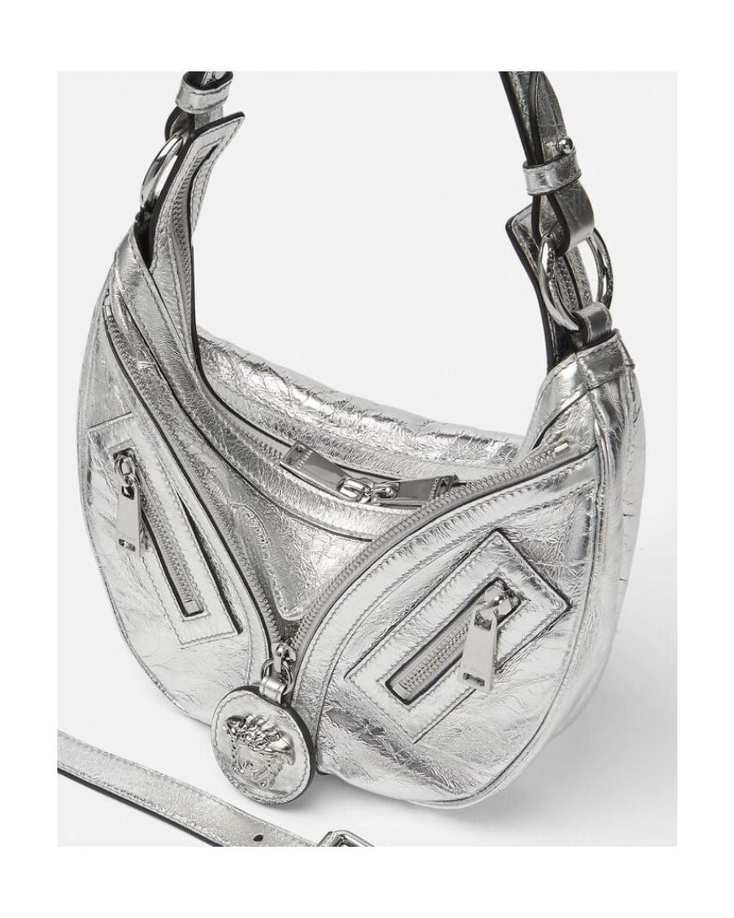 Versace Gray Metallic Effect Mini Shoulder Bag