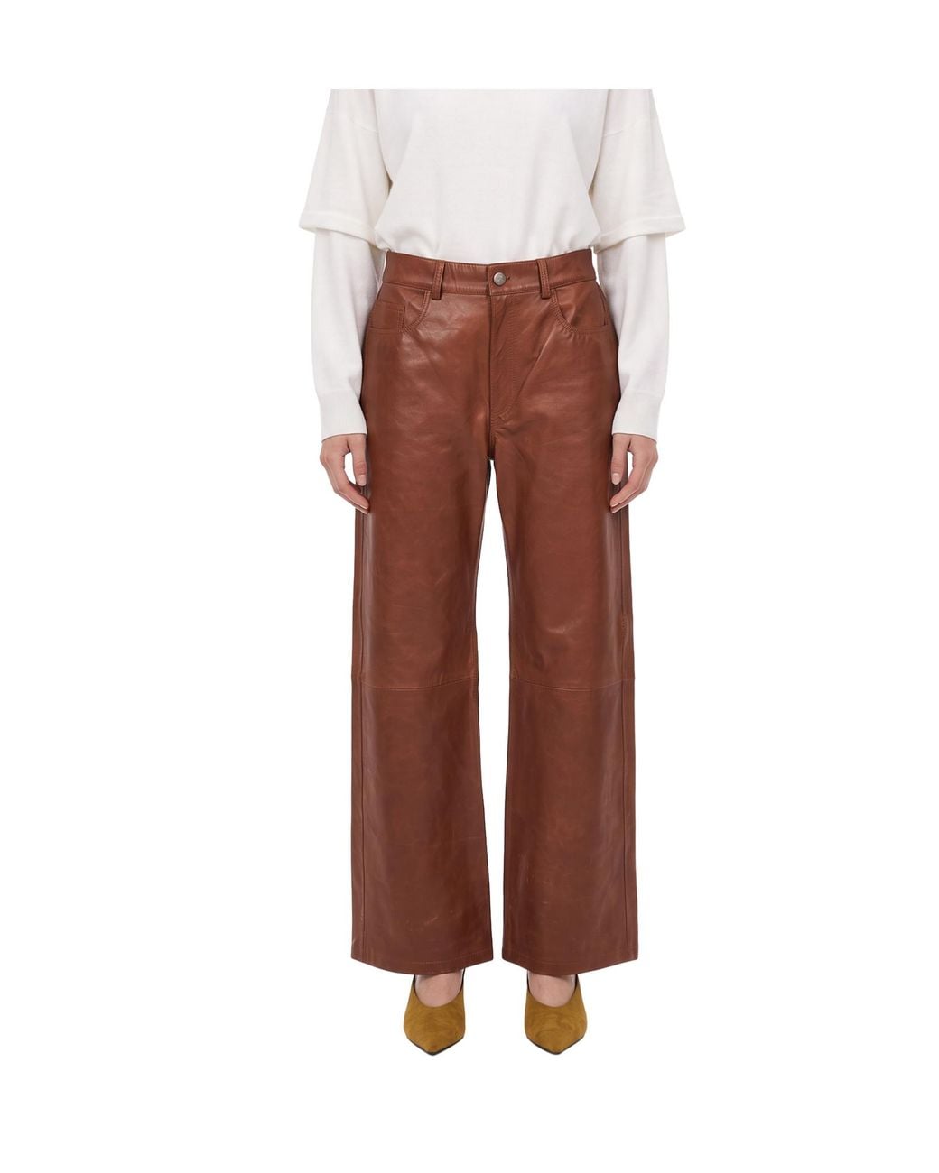 Haikure Brown Winny Leather Trousers