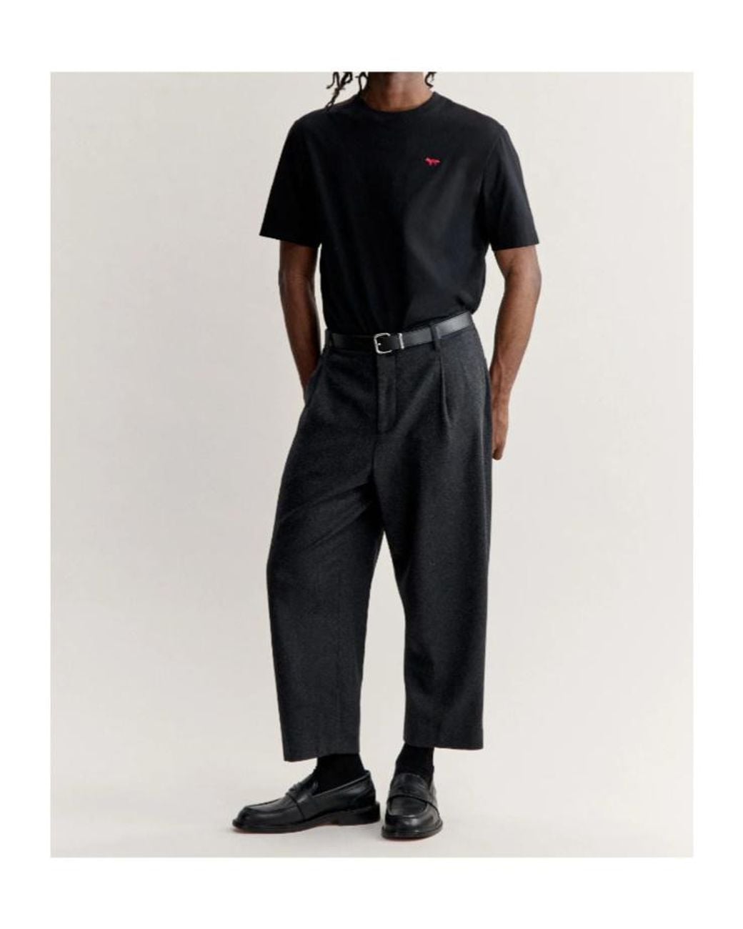 Maison Kitsuné Black Profile Fox Patch T-Shirt for men