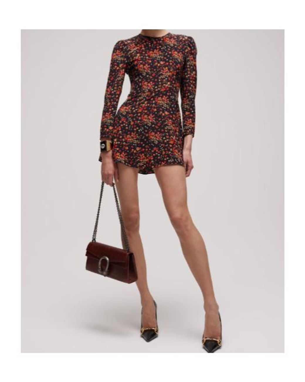 Gucci Brown Printed Silk Dress