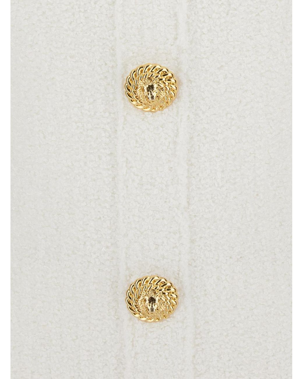 Balmain White Mini Dress With Halterneck And Jewel Buttons