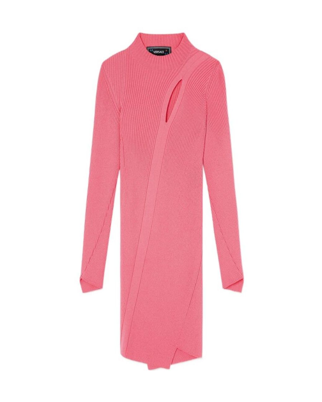 Pink Slashed Pocket Versace Ribbed-Knit Slashed Minidress in Pink | Lyst