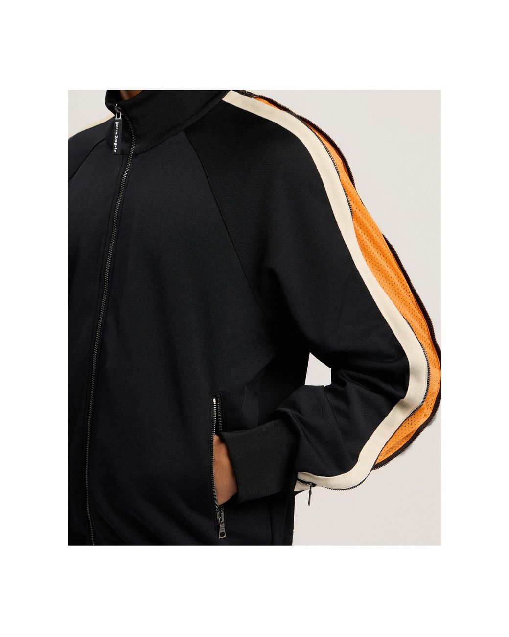Palm Angels Black Zip-Up Track Jacket for men