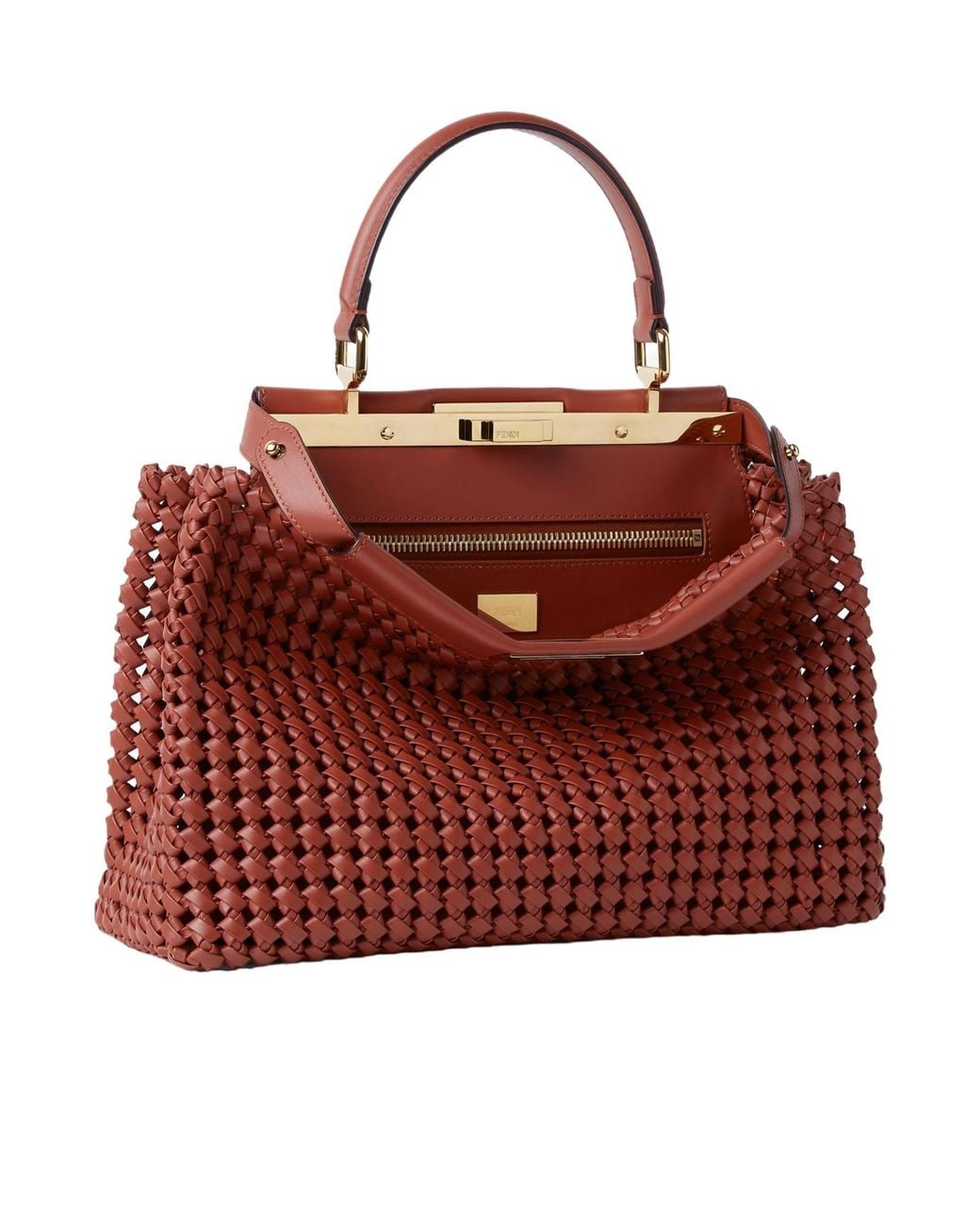 Fendi Red Sienna Interlaced Leather Bag