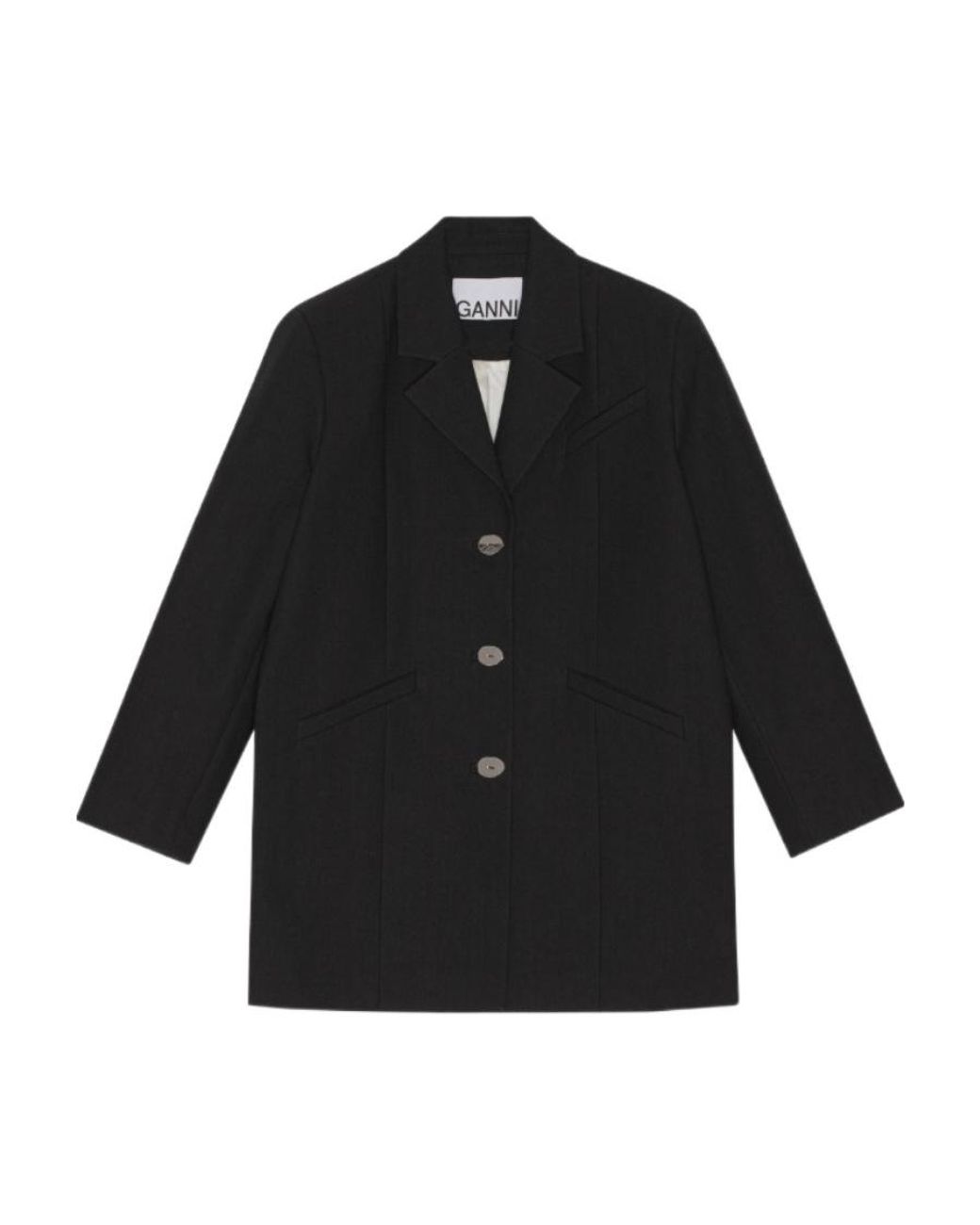 Ganni Black Oversized Single-Breasted Blazer