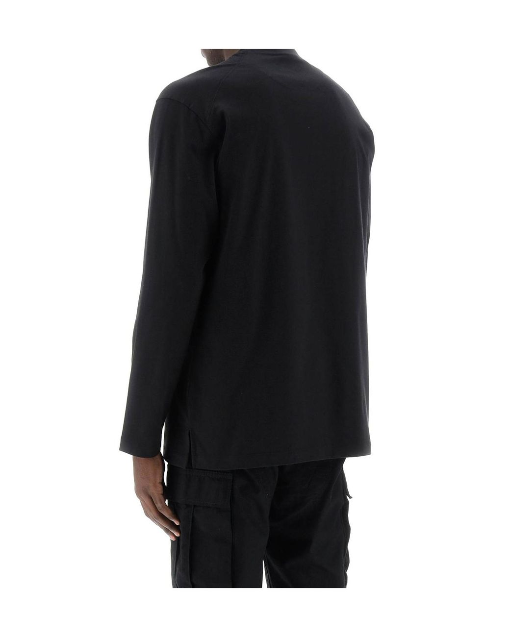 Y-3 Black Logo Printed Long Sleeved T-Shirt for men