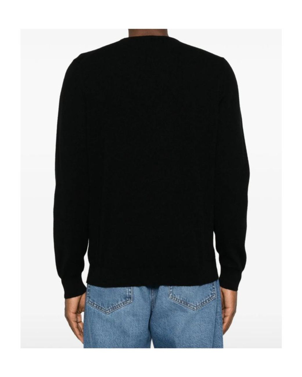 Fedeli Black Crew-Neck Long-Sleeve Sweater for men