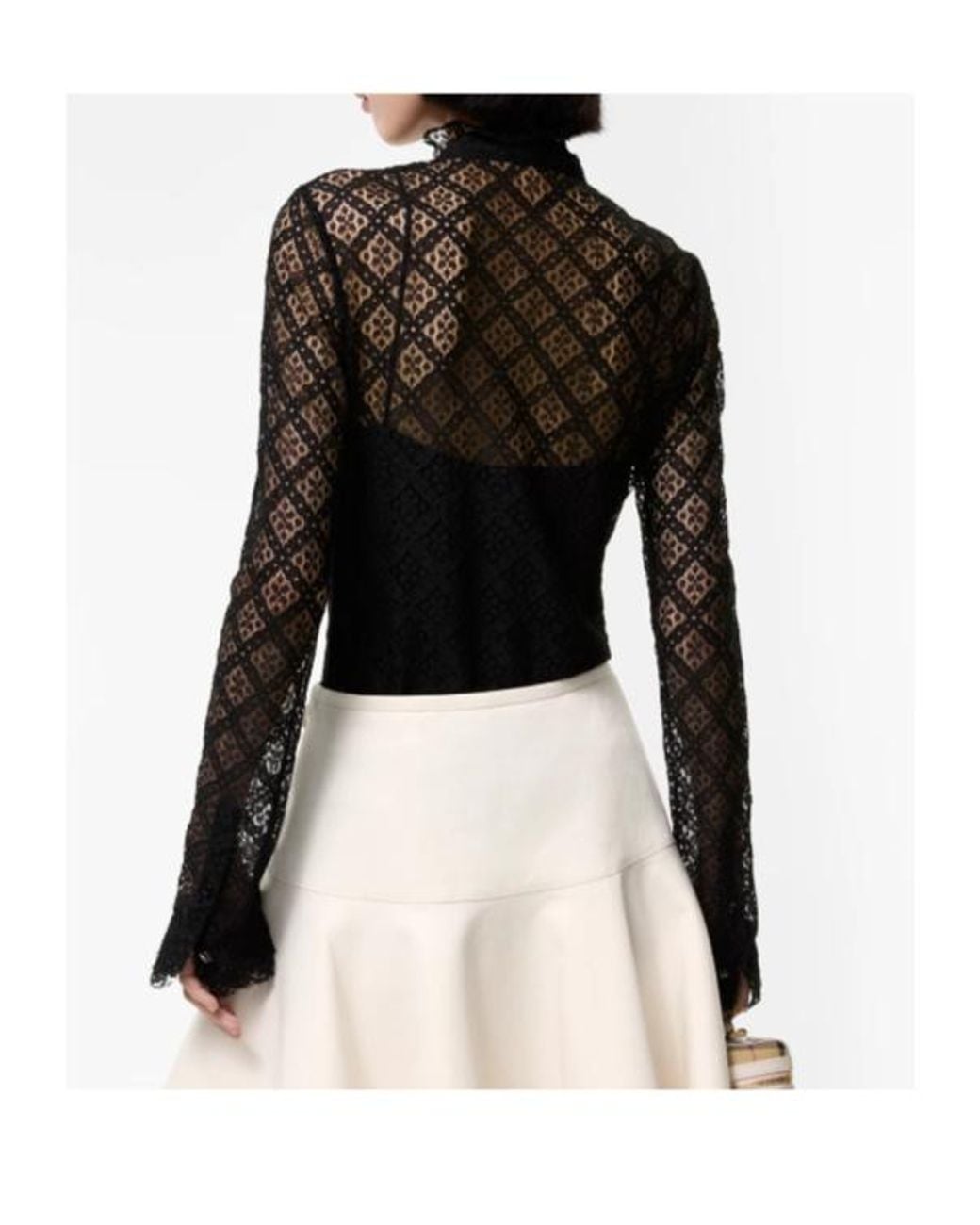Burberry Black Check Lace Blouse