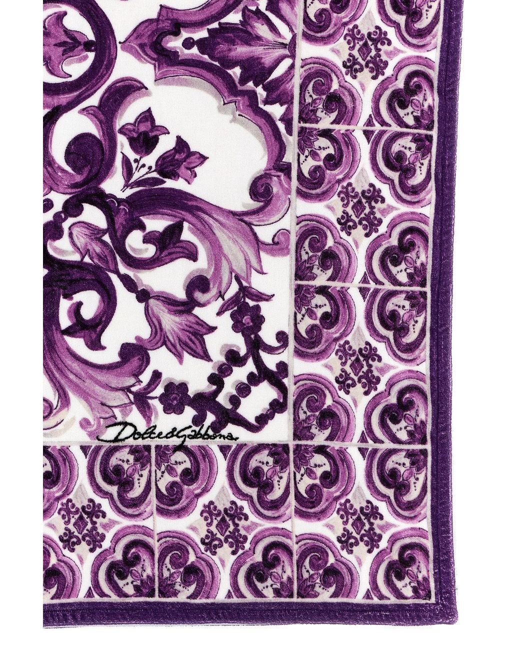 Dolce & Gabbana Purple Majolica Print Beach Towel