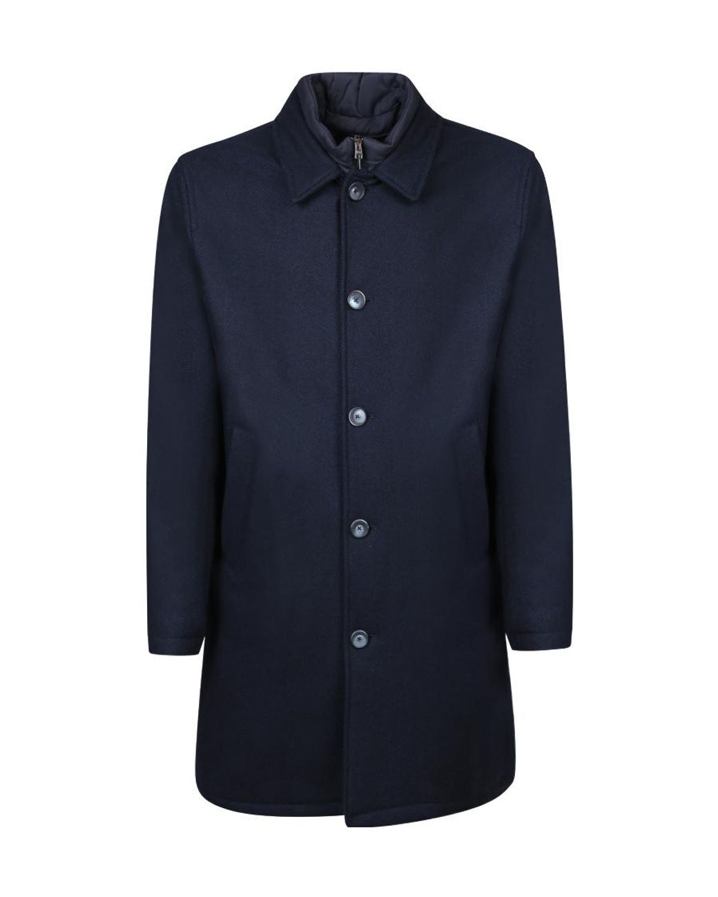 Herno Blue Single-Breasted Straight Hem Coat for men