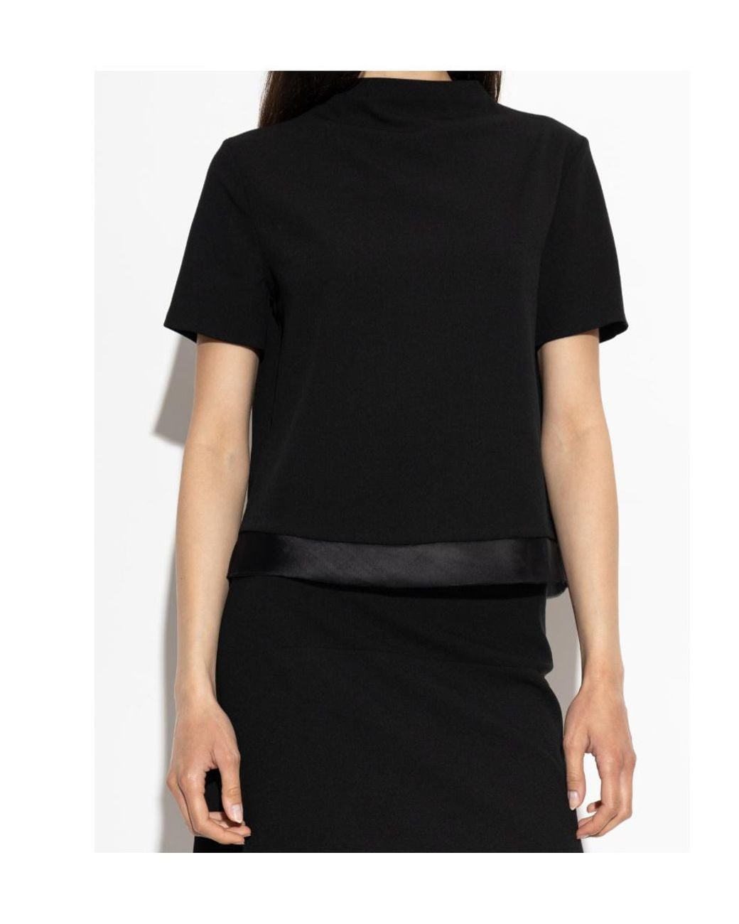 Jil Sander Black Contrast Trim Short-Sleeve Top