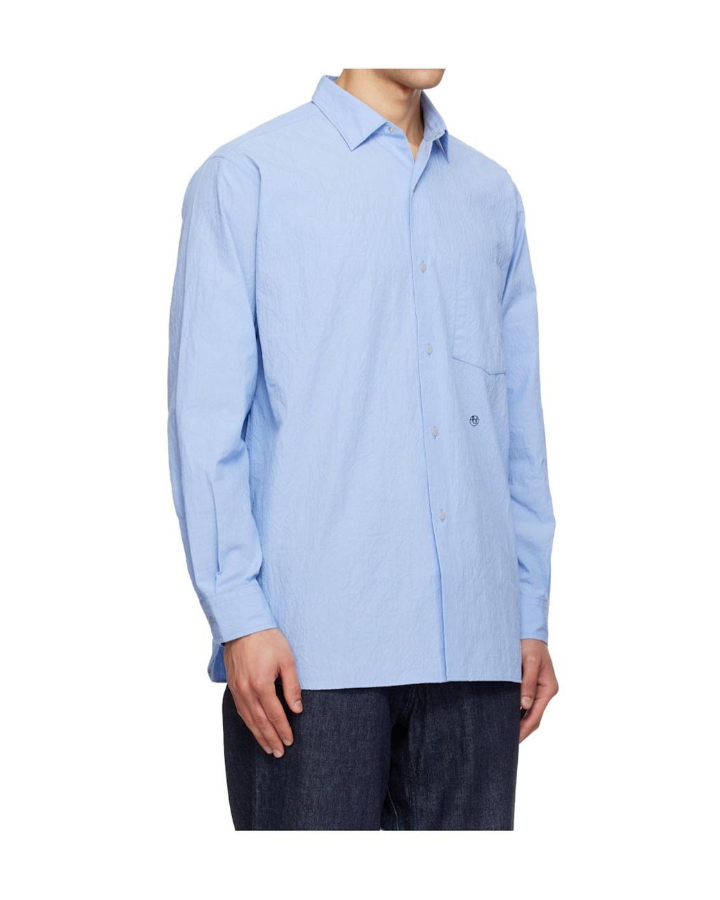 Nanamica Blue Cotton Blend Poplin Shirt for men