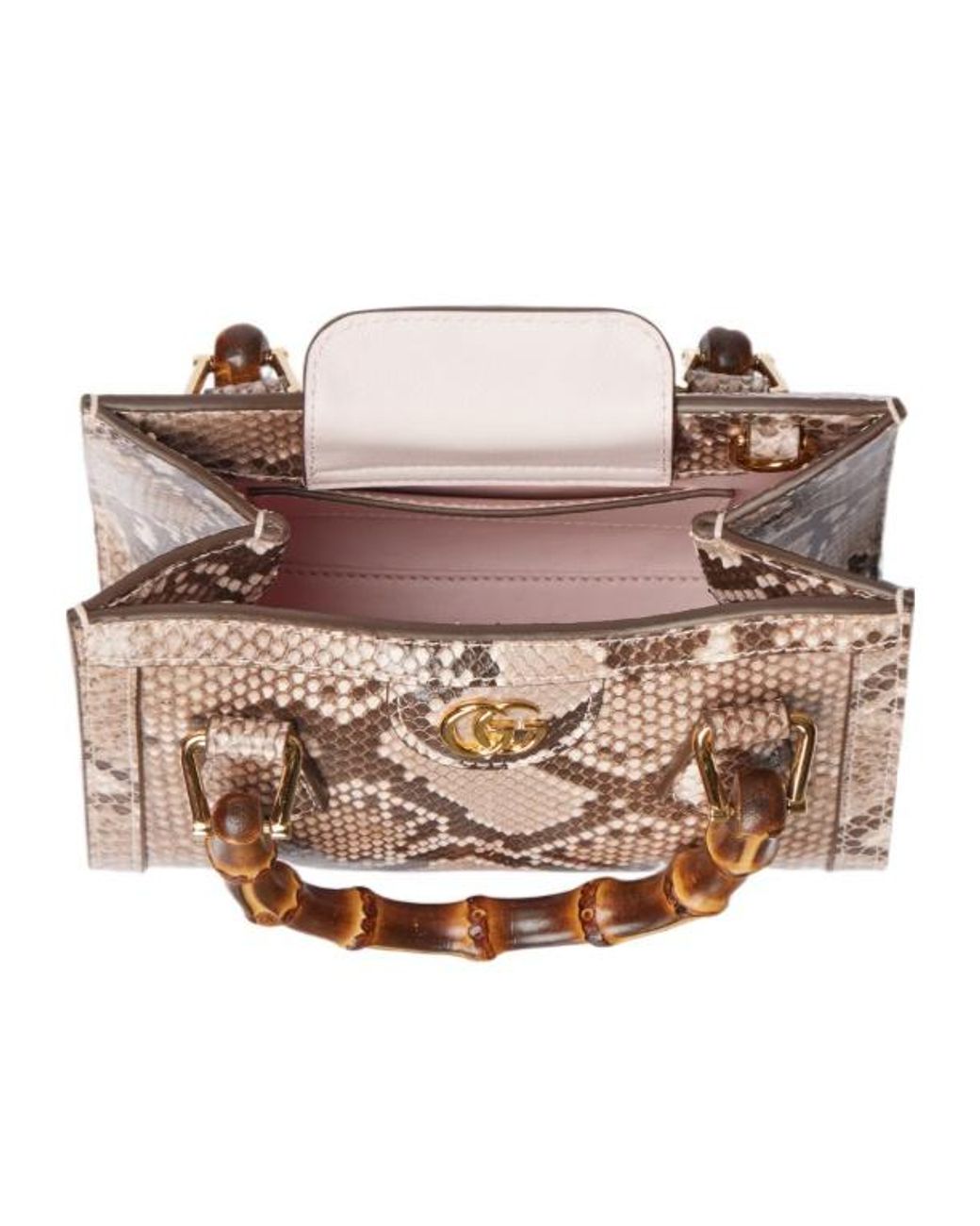 Gucci Pink Diana Python Small Tote Bag
