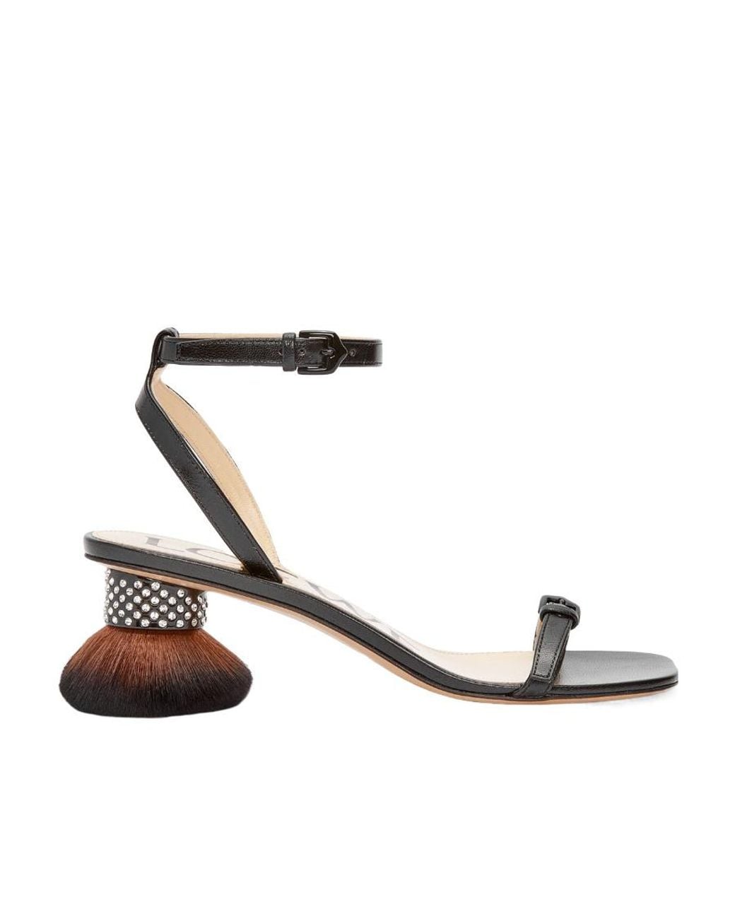 Loewe White Petal Brush Heeled Ankle Strap Sandals