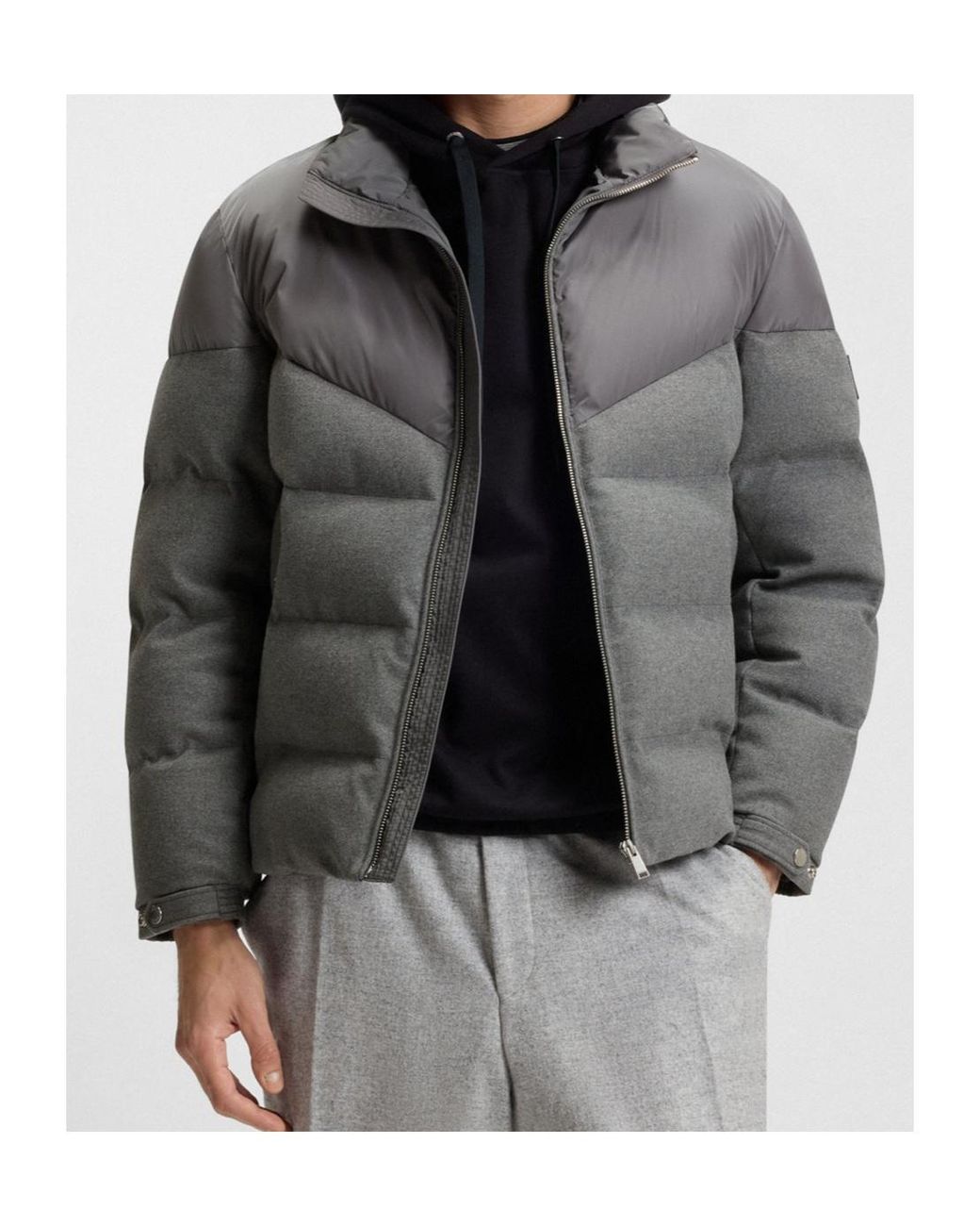 Boss Gray Clanello Puffer Jacket for men