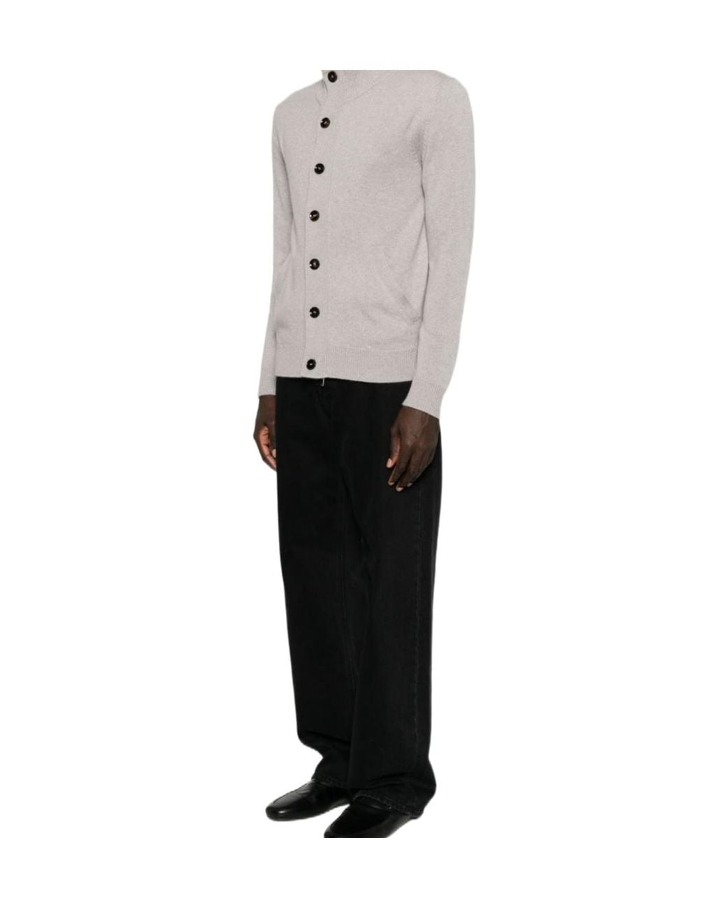 Brioni Gray Ribbed Stand-Collar Cardigan for men