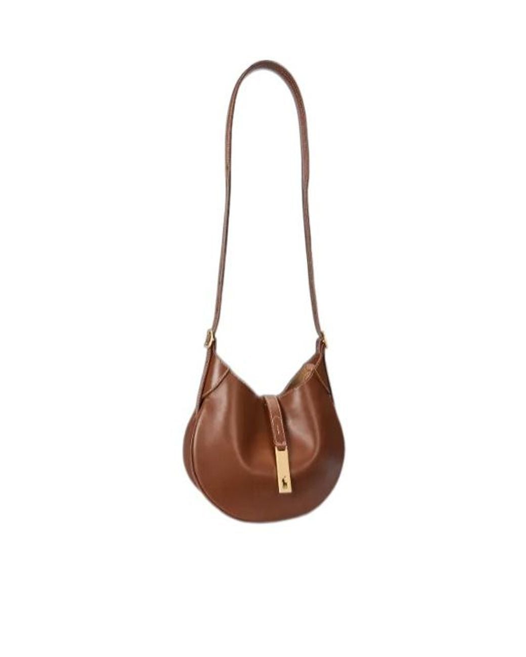 Polo Ralph Lauren Brown Small Polo Id Strapped Shoulder Bag
