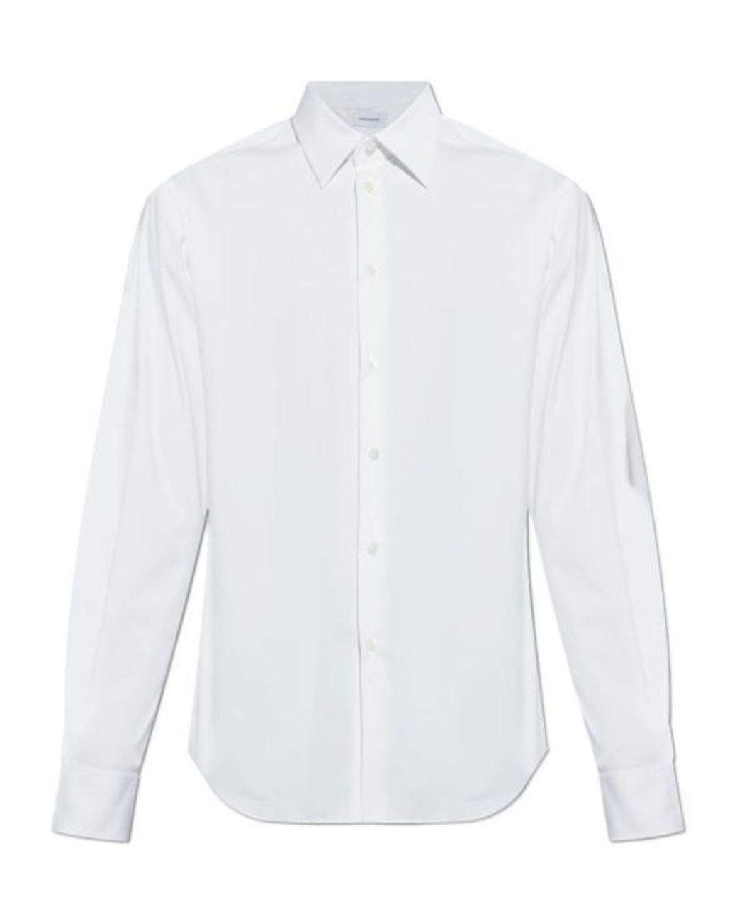 Ferragamo White Ferragamo Logo Embroidered Curved Hem Shirt for men