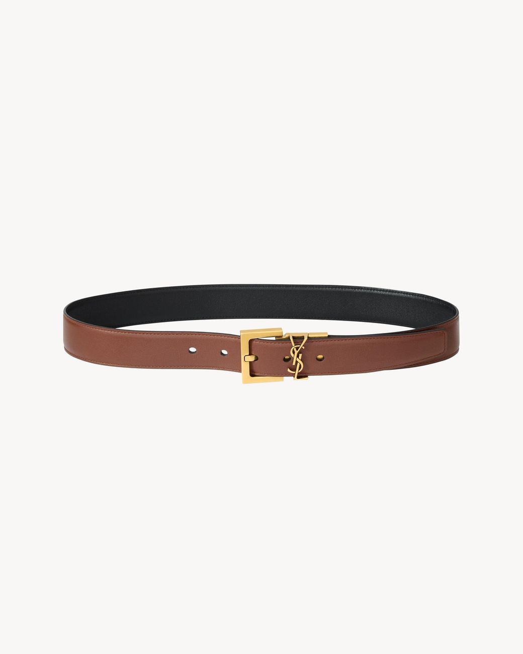 Saint Laurent White Cassandre Reversible Belt