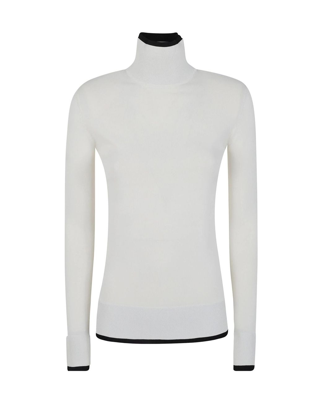 Totême White Ribbed-Knit Turtleneck Sweater