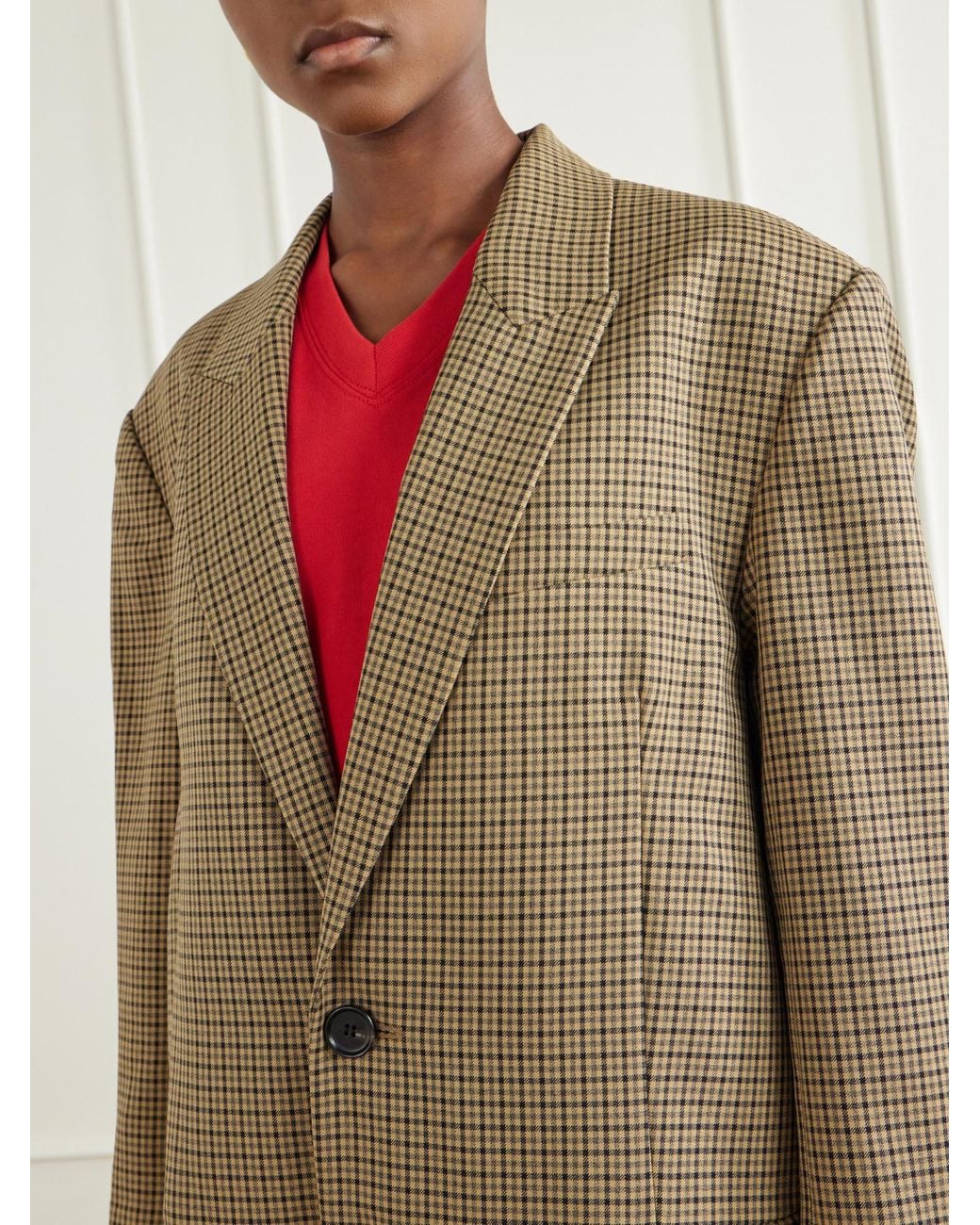 Tibi Natural Checked Twill Coat