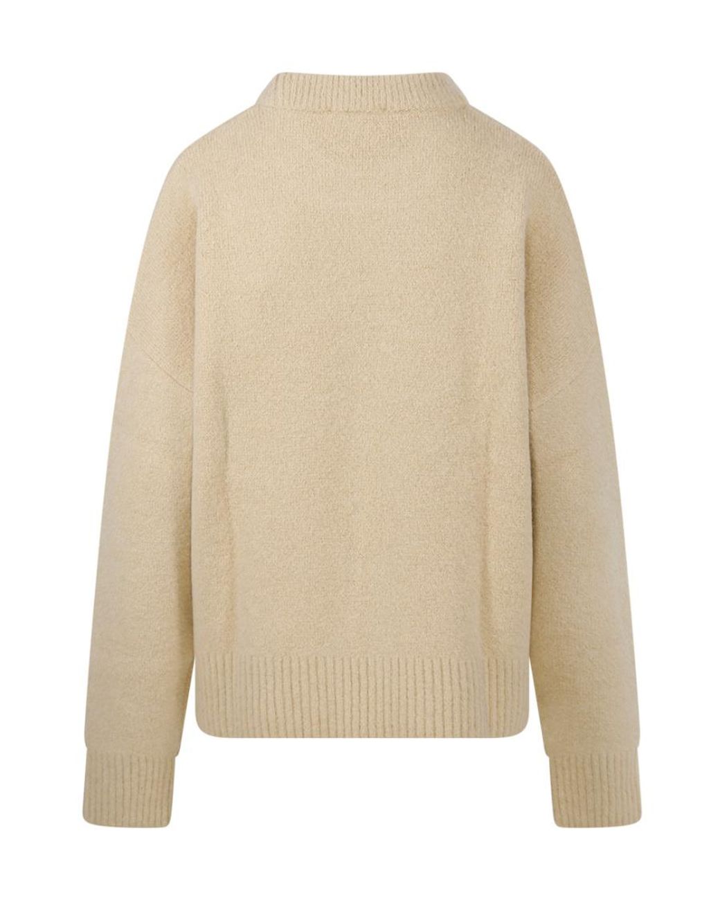 AMI Natural Ami De Coeur Logo Detailed Knitted Jumper for men