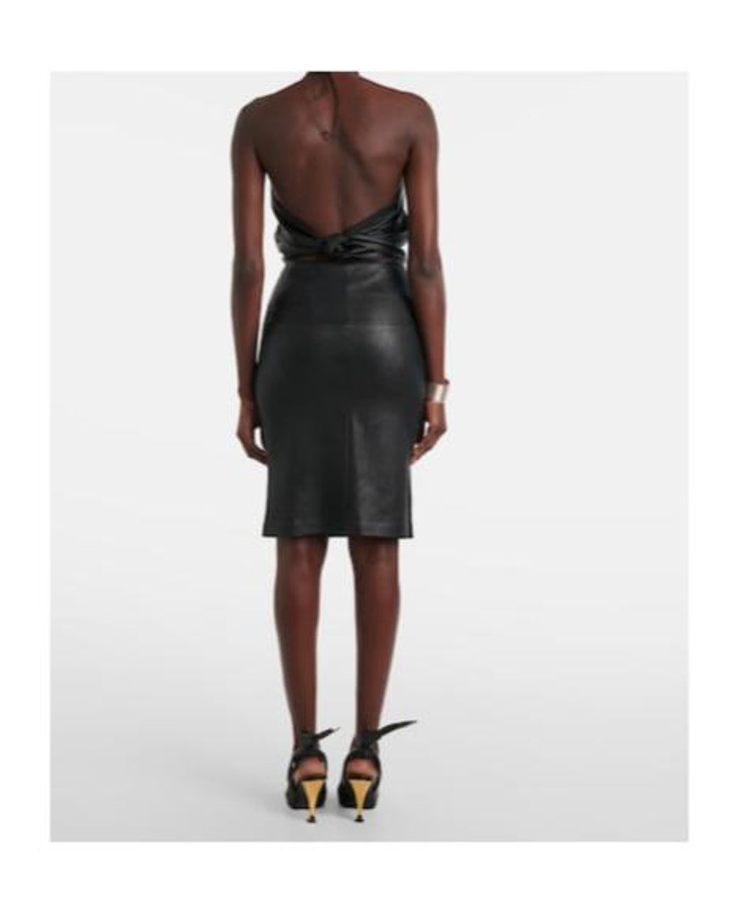 Stouls Black Gin Leather Midi Skirt