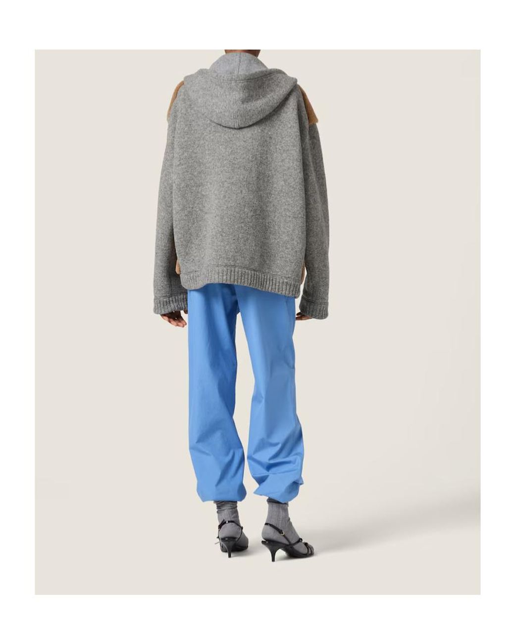 Miu Miu Brown Wool, Cashmere And Shearling Zipper Blouson Jacket